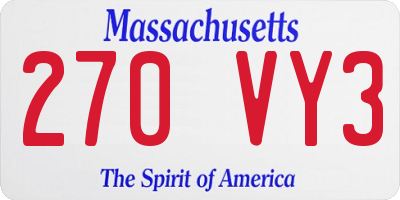 MA license plate 270VY3