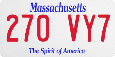 MA license plate 270VY7