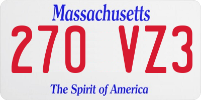 MA license plate 270VZ3