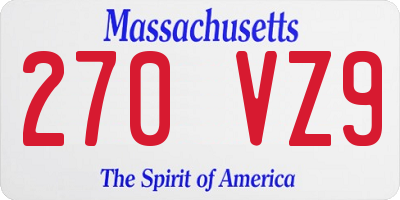 MA license plate 270VZ9