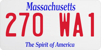 MA license plate 270WA1