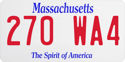 MA license plate 270WA4