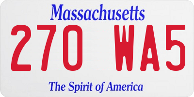 MA license plate 270WA5