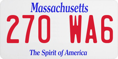 MA license plate 270WA6