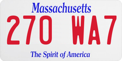MA license plate 270WA7