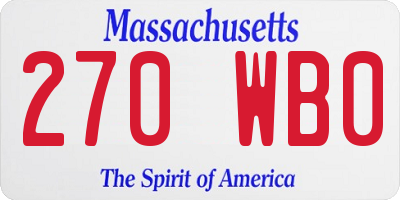 MA license plate 270WB0