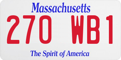 MA license plate 270WB1