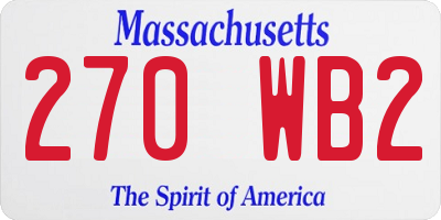 MA license plate 270WB2