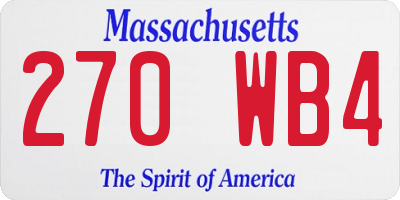 MA license plate 270WB4