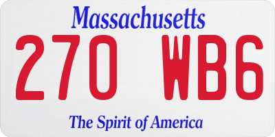 MA license plate 270WB6