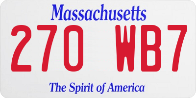MA license plate 270WB7