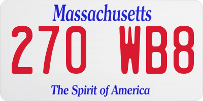 MA license plate 270WB8