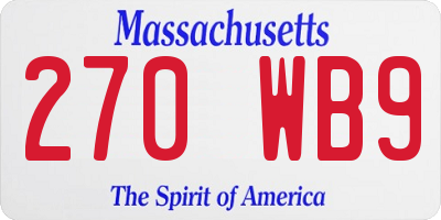 MA license plate 270WB9