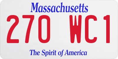 MA license plate 270WC1