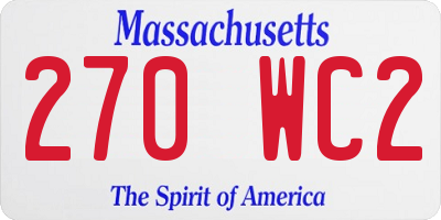 MA license plate 270WC2