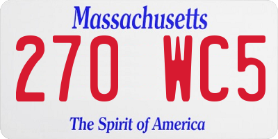 MA license plate 270WC5