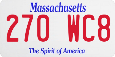 MA license plate 270WC8