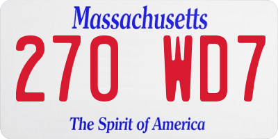 MA license plate 270WD7
