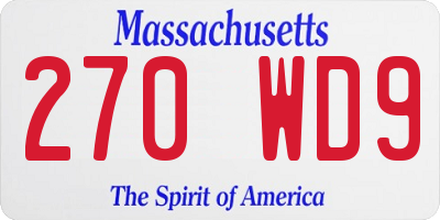 MA license plate 270WD9