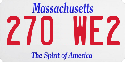 MA license plate 270WE2