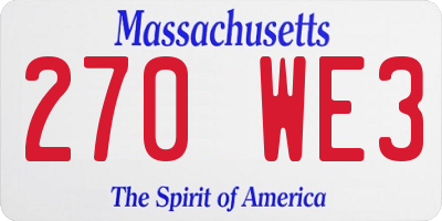 MA license plate 270WE3