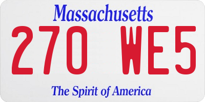 MA license plate 270WE5