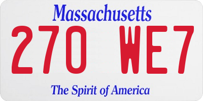 MA license plate 270WE7