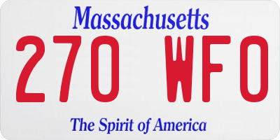 MA license plate 270WF0