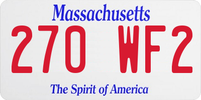 MA license plate 270WF2