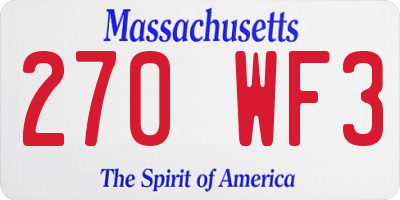 MA license plate 270WF3