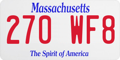 MA license plate 270WF8