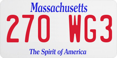 MA license plate 270WG3