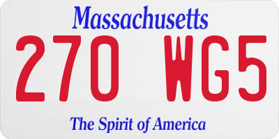 MA license plate 270WG5