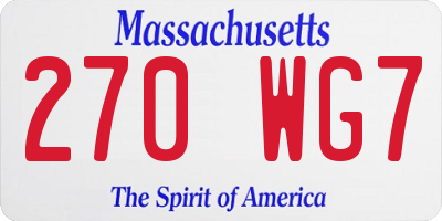 MA license plate 270WG7