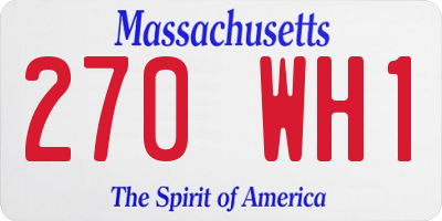 MA license plate 270WH1