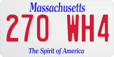 MA license plate 270WH4
