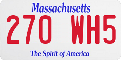 MA license plate 270WH5