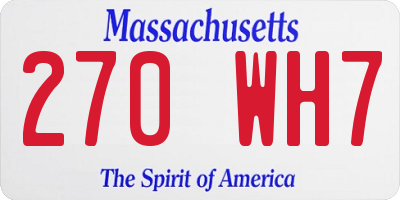 MA license plate 270WH7