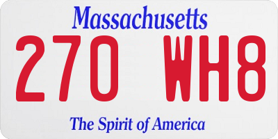 MA license plate 270WH8