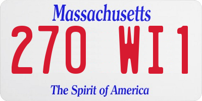 MA license plate 270WI1