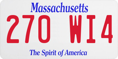 MA license plate 270WI4