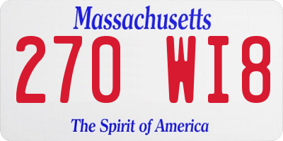 MA license plate 270WI8