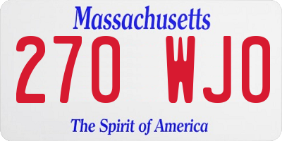 MA license plate 270WJ0