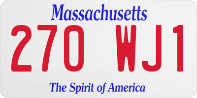 MA license plate 270WJ1