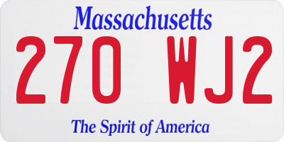MA license plate 270WJ2