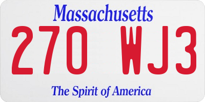 MA license plate 270WJ3