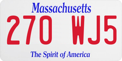 MA license plate 270WJ5