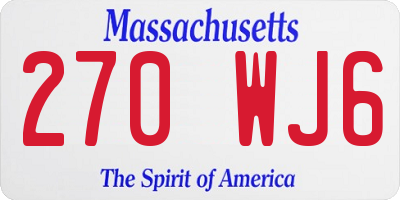 MA license plate 270WJ6