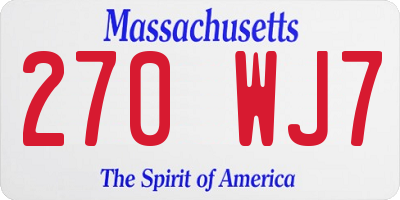 MA license plate 270WJ7