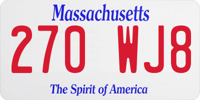 MA license plate 270WJ8